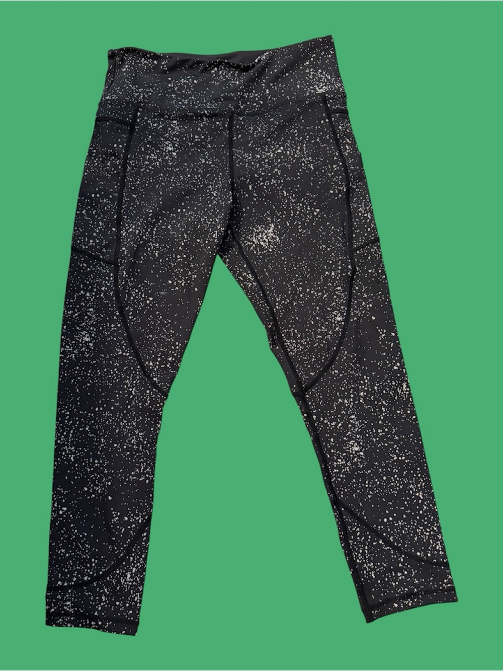 ZYIA Black Leggings with White Speckle Print